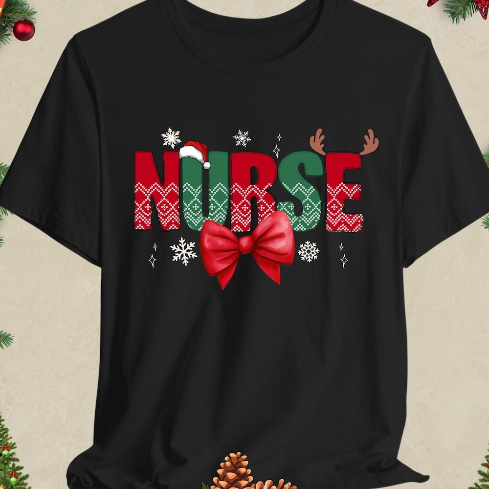 Christmas Nurse Shirt, Christmas Bow Shirt, Nurse Christmas Shirt, Retro Nurse Tshirt, Christmas Nurse Tank Top, Christmas Gift For Nurses Livingtee