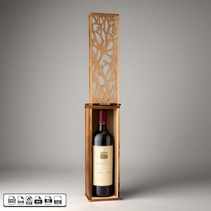 VINTED, Caja de vino para corte por láser, aquí tienes una magnífica caja para ofrecer una botella de vino u otro.