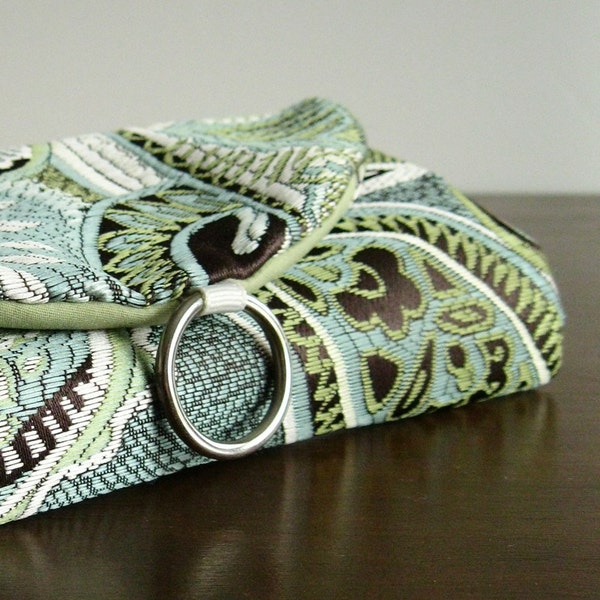 Jewelry Case Travel Organizer Clutch - Blue and Green Paisley - Jewelry Roll