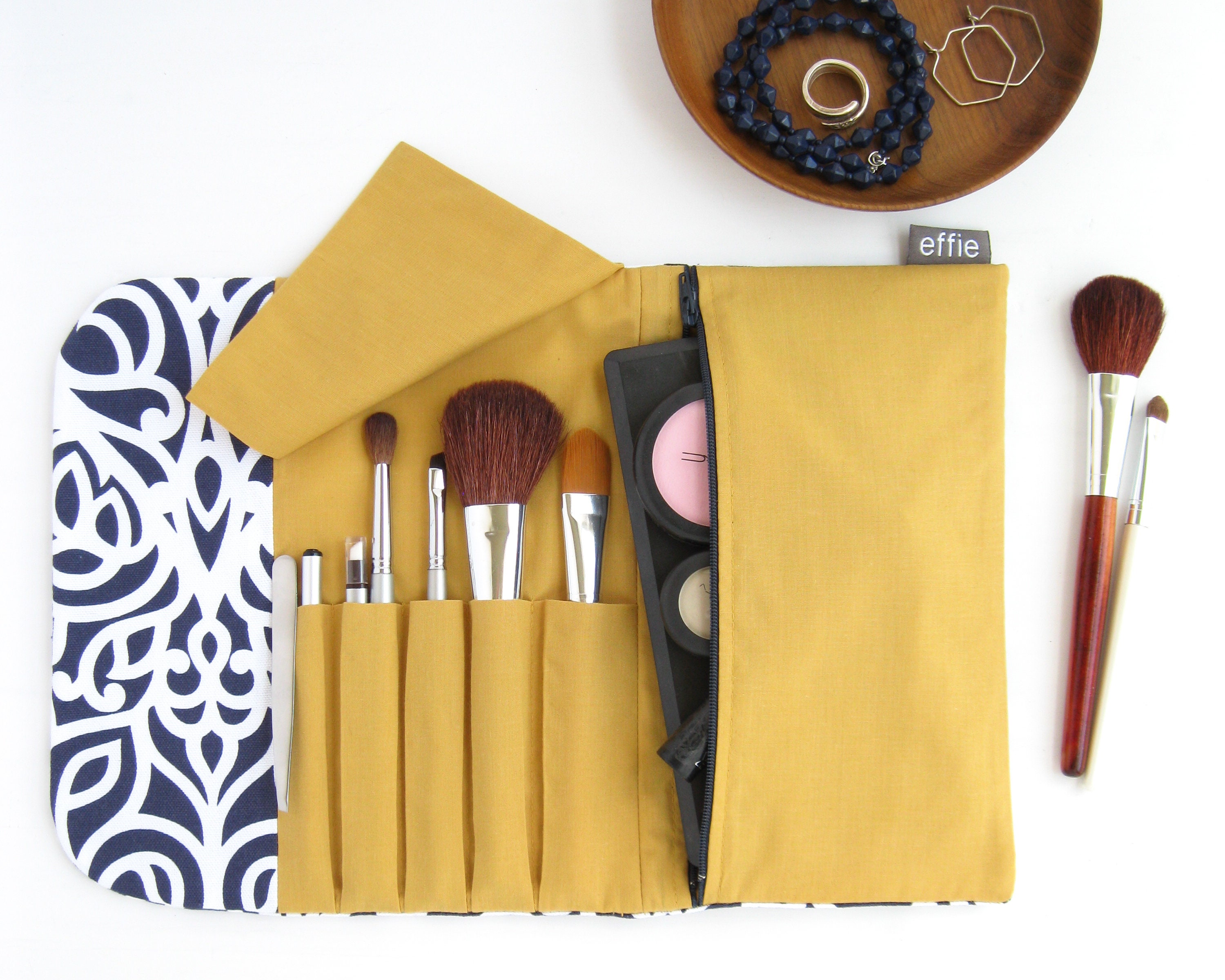 Makeup Brush Bag,roll up Makeup Bag,brush Roll up Case,custom Leather  Roll,makeup Brush Case 