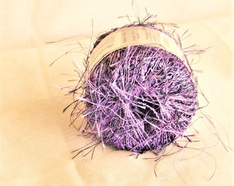 Flutter, color 48, purples, dark and light, eyelash yarn, violet charcoal, 2 at listing, purple not blue, threadsinthebed, novelty yarn