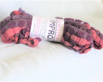 Improv 3, Trendsetter yarns, novelty yarn, ribbon, woven, 2 each, purple fuchia, destash