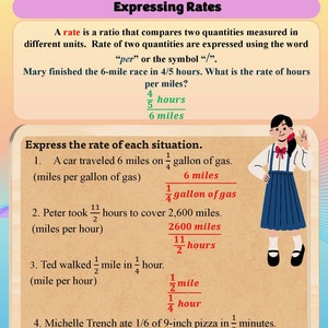 Math: Mastering Rates and Unit Rates With Ratios and Fractions. - Etsy