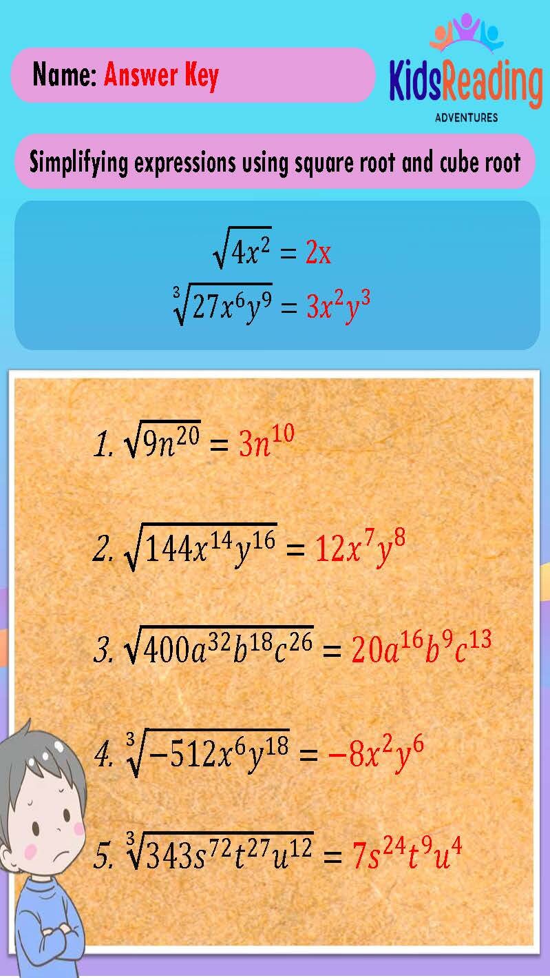 Square Root With Exponents Worksheet.pdf Square Roots & Exponents Worksheets: Math Practice (PDF Download) - Etsy