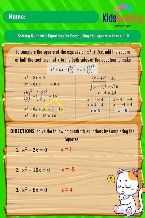 Quadratic Equations Worksheets Pdf Math: Introduction To Quadratic