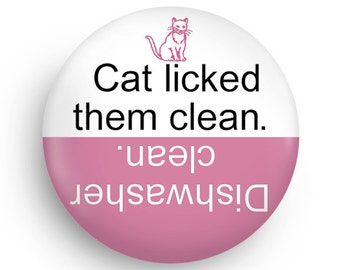 Clean, Dirty Dishwasher Cat Magnet, Funny Stocking Stuffer Color Choice!