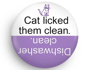 Funny Cat Clean Dirty Dishwasher Magnet, A Useful and Funny Gag Gift!