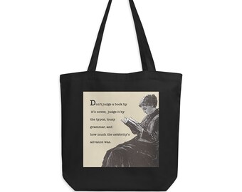 Funny Eco Cotton Tote Bag for Booklovers from Smirking Goddess Studio, NEW!