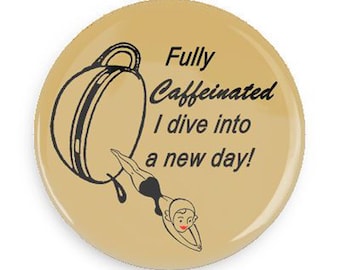 Funny Coffee Fridge Magnet: Caffeinated Swimmer Gag Gift
