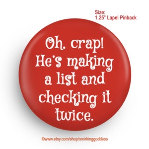 Funny Xmas Lapel PInback- Fun Holiday Pin