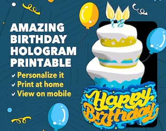Funny Birthday Card | 3D Hologram | Custom | Printable Digital Download | Interactive