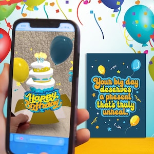 3D interactive d'anniversaire | Imprimable | Téléchargement numérique instantané | Réalité augmentée | Joyeux anniversaire