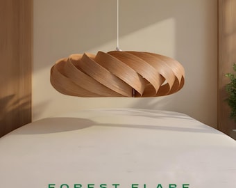 Wabi Sabi Oak Pendant Light – Japandi Wooden Ceiling Lamp for Modern Homes