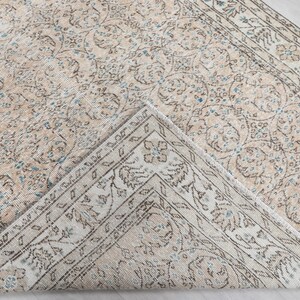 5x8 Beige Blue Turkish Rug, 5x9 Floral Rug, 5x9 Oriental rug, 5x9 Oushak Rug, Large Living Room Rug, 5x8 Vintage Rug, Faded Rug, Kitchen Rug