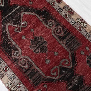 3x12 Ft Red Wool Runner, Boho Handmade Vintage Rug, 3x12 Oushak  Runner, Hallway Turkish Runner, Runner Gifts, New Home Gift, Muted Area Rug