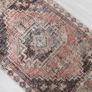 3x12 Ft Red Wool Runner, Boho Handmade Vintage Rug, 3x12 Oushak  Runner, Hallway Turkish Runner, Runner Gifts, New Home Gift, Muted Area Rug