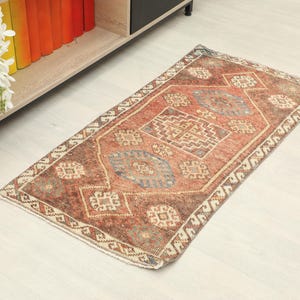 2x4 Rug Runner, Skinny Antique Rug 2x4, Turkish Rug 2x4, Vintage Rug 2x4, Oushak Rug 2x4, Doormat Rug 2x4, Bath Mat Rug 2x4,Bohemian Rug 2x4