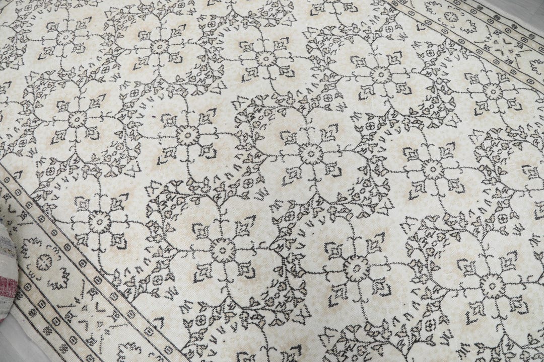 7x10 Beige Neutral Turkish Rug, 7x10 Oushak Rug, 7x10 Antique Rug ...