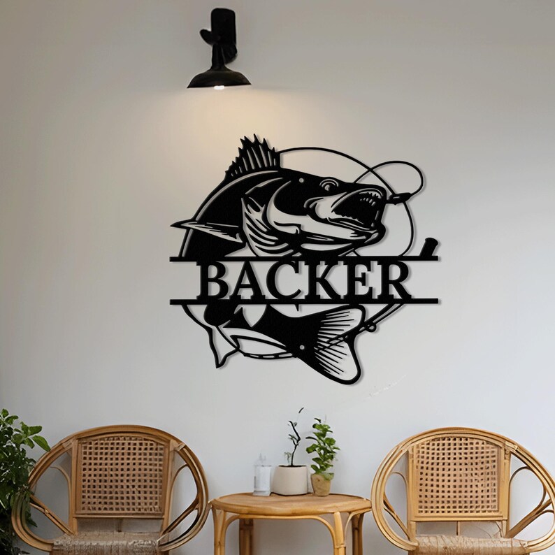 Custom Bass Fishing Metal Sign Led Lights, Fishing Metal Wall Art
