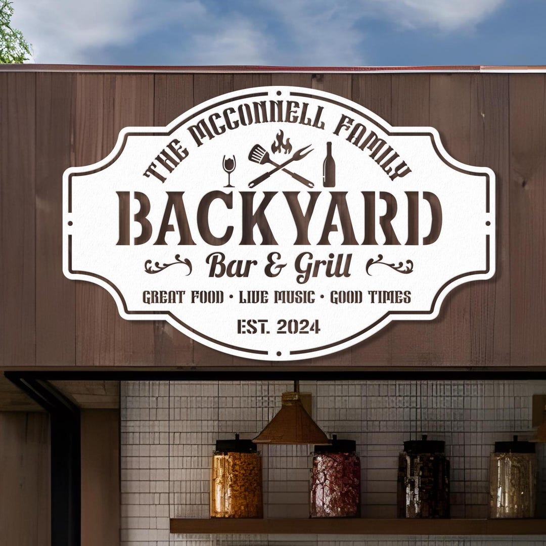 Personalized Backyard Pool Metal Sign LED Light, Outdoor Wall Decor ...