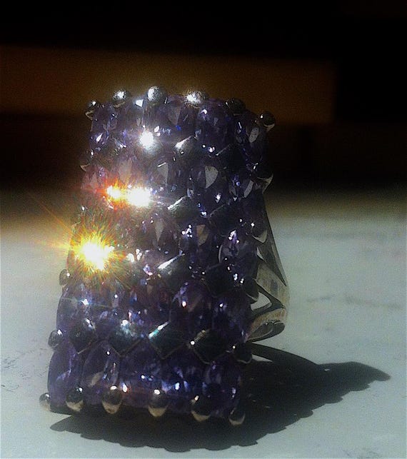 very beautiful vintage rectangular ring with mult… - image 2