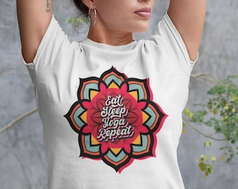 Eat Sleep Yoga Repeat, Yoga Shirt, Yoga Tee, Meditation, Meditation Shirt, Yoga Lover Gift, Yoga Gift, Namaste Shirt, Mandala Shirt