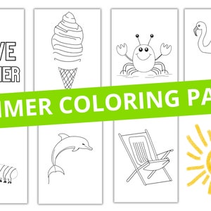 Summer Coloring Pages -  Coloring Book - 12  Printable Summer Coloring Pages for Kids, Coloring Pages Kit - Instant Download - Printable