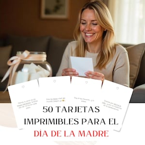 Regalo para Mamá | Caja de Mensajes para Mamá – 50 Tarjetas Imprimibles | Descarga Digital | Frases para Mamá | Día de la Madre | Digital