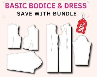 Basic bodice block and sleeve for women, Basic Dress & sleeve pdf sewing patterns, basic dress sloper, basic sleeve for beginners