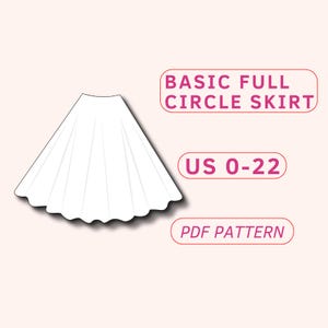 Patron de couture pdf jupe cercle complet bloc de base, motif jupe cercle complet de base, modèle jupe cercle facile, couture de jupe adaptée aux débutants