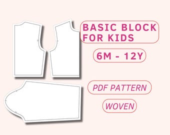 Basic bodice block and sleeve for infant and toddler, beginner friendly sewing pattern, basic sloper kids, basic sleeve kids, bestseller pdf