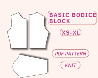 Patrón de costura para corpiño y mangas de punto, tallas XS-XL (patrón PDF)