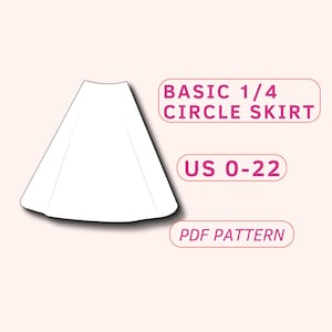 Patron de couture pdf de jupe quart de cercle de base, modèle de jupe un quart de cercle, modèle de jupe cercle facile, jupe adaptée aux débutants