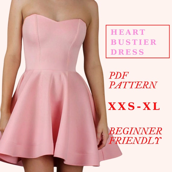 Sweetheart Bustier Skater Dress Pdf Sewing Pattern Corset Dress Pattern Skater Dress Pattern Easy Short Dress Pattern Evening Dress Pdf Etsy