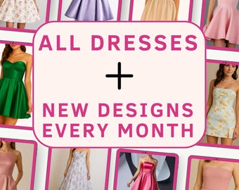 Dresses BUNDLE pdf sewing patterns, corset dress pattern, formal dress pattern, maxi dress pattern for beginners, mini dress pattern
