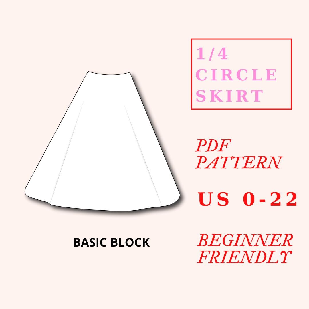 Basic Block Quarter Circle Skirt Pdf Sewing Pattern One Quarter Circle Skirt Pattern Easy Circle Skirt Pattern Beginner Friendly Skirt Etsy