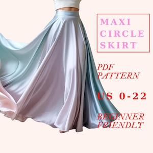 Easy Maxi Full Circle Skirt Pdf Sewing Pattern, Basic Full Circle Skirt ...
