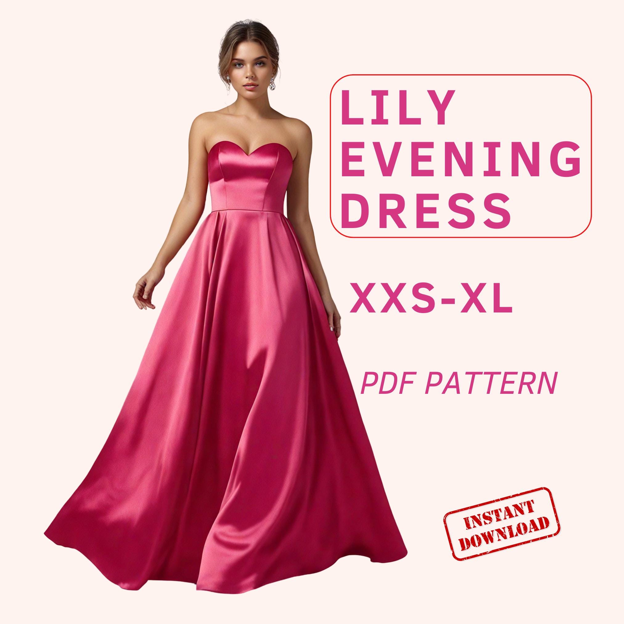 Strapless a Line Dress Pattern - Etsy Strapless a Line Dress Pattern - Etsy
