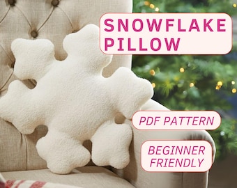 Christmas snowflake pillow pdf sewing pattern, christmas decoration pattern, easy diy christmas gift for her, christmas gift for living room