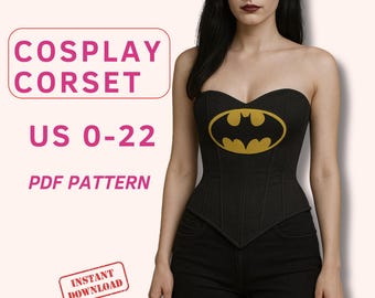 Cosplay corset sewing pattern, Sweetheart corset pattern, gothic top sewing pattern, halloween corset, strapless top pdf sewing pattern
