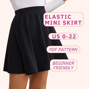 Easy mini half circle skirt pdf sewing pattern, easy skater skirt pattern, mini skirt pattern, maxi skirt pattern, beginner friendly skirt
