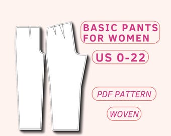 Basic pants block for woman, beginner friendly sewing pattern, basic sloper trousers, basic pants pdf pattern, indie sewing pattern, best