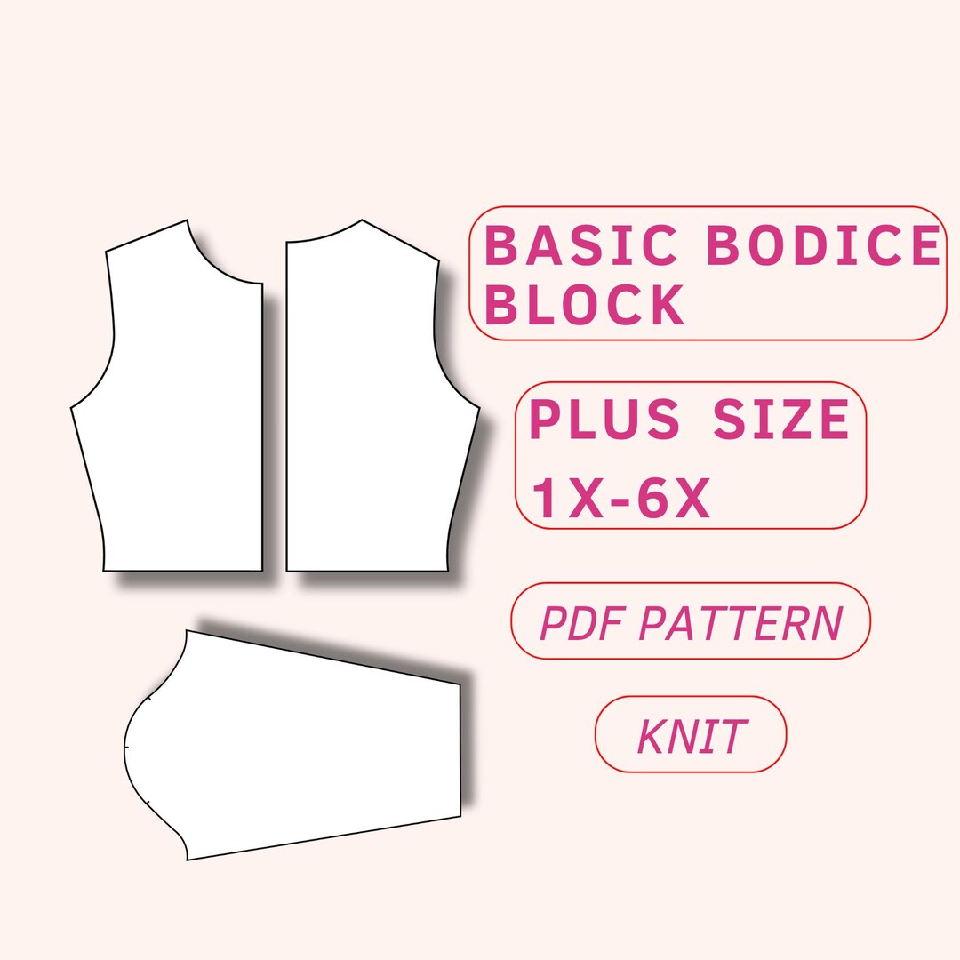 Torso Block Pattern Basic Knit Bodice Block and Sleeve for Woman, Beginner Friendly Sewing ...