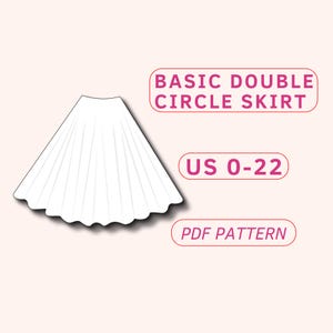 Patron de couture pdf jupe double cercle bloc de base, modèle de base jupe cercle complet, modèle jupe cercle facile, couture de jupe adaptée aux débutants