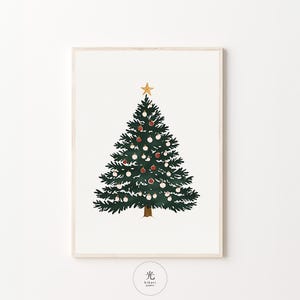 Christmas Tree Illustration, Christmas Tree, Festive Holiday Wall Decor, Christmas Wall Art, Digital Download, Watercolor Illustration