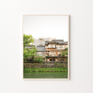 River Side Print, Kanazawa Life, traditioneel Japans huis, Japan fotografie, Japan stedelijk, straatfoto, digitale print, digitale download
