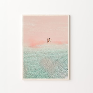 Aerial Beach Print, Pink Beach, Blue Sea, Beach Wall Art, Beach Art Print, Pastel Prints, Wave Wall Art, Summer Wall Art, Coastal Prints