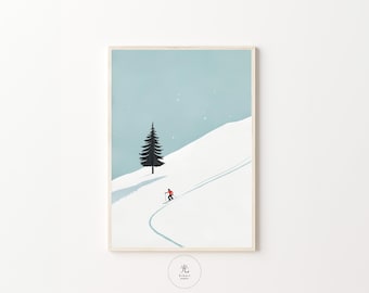 Winter Landscape, Minimalist Illustration, Watercolor Christmas, Christmas Poster, Minimalist Christmas, Printable Wall Art, Winter Prints