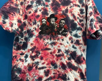 Handgemaakt tie-dye T-shirt Halloween-horrorfilm Friends, XL