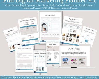Full Digital Marketing Bundle, Social Media Planners, Digital Marketing Starter Kit, Social Media Manager Bundle, Social Media  Templates